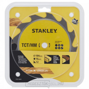 Fűrészlap TCT/HM hosszirányú vágásokhoz 184 x 16 mm, 12 fog Stanley STA13020
