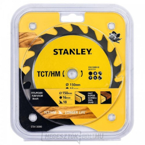 Fűrészlap TCT/HM hosszirányú vágásokhoz 150 x 16 mm, 18 fog Stanley STA13080