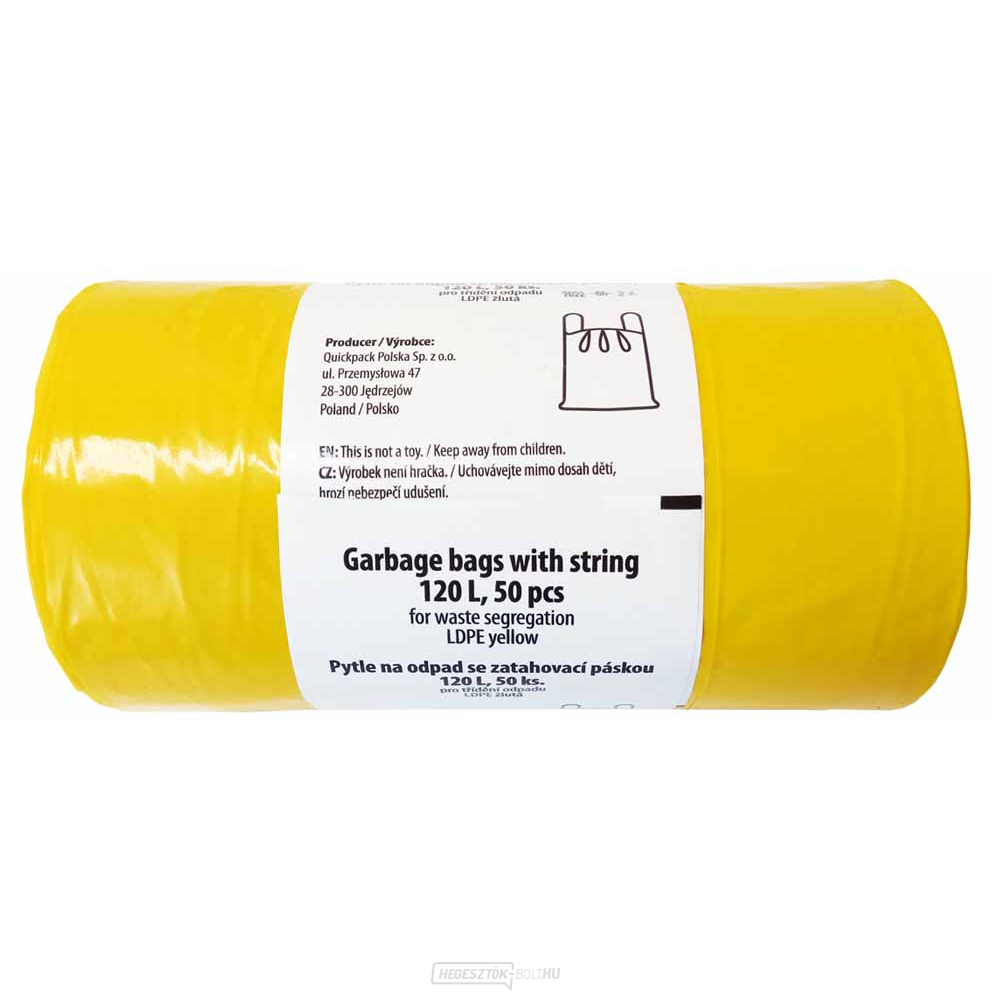 Szemetes zsákok LDPE visszahúzható 120L/50 db 55x100cm - sárga