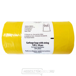 Szemetes zsákok LDPE visszahúzható 120L/50 db 55x100cm - sárga gallery main image