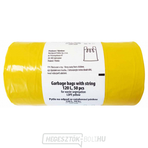 Szemetes zsákok LDPE visszahúzható 120L/50 db 55x100cm - sárga