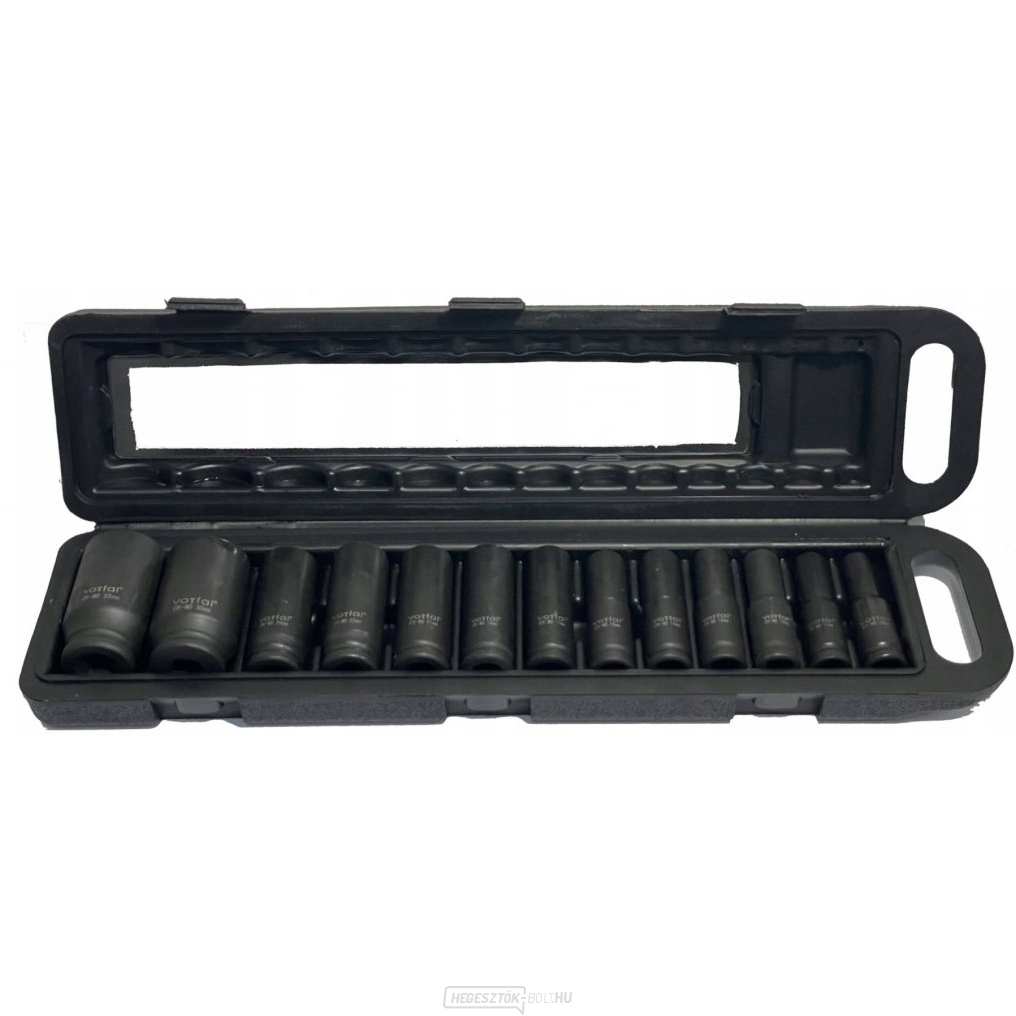 Ütőhüvelyek 1/2" hosszú, 10-32 mm, hatlapú, 13 db-os készlet