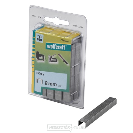 Széles kárpitkapocs 050 típus, 10,55mm magasság 6mm, 2000db, WOLFCRAFT