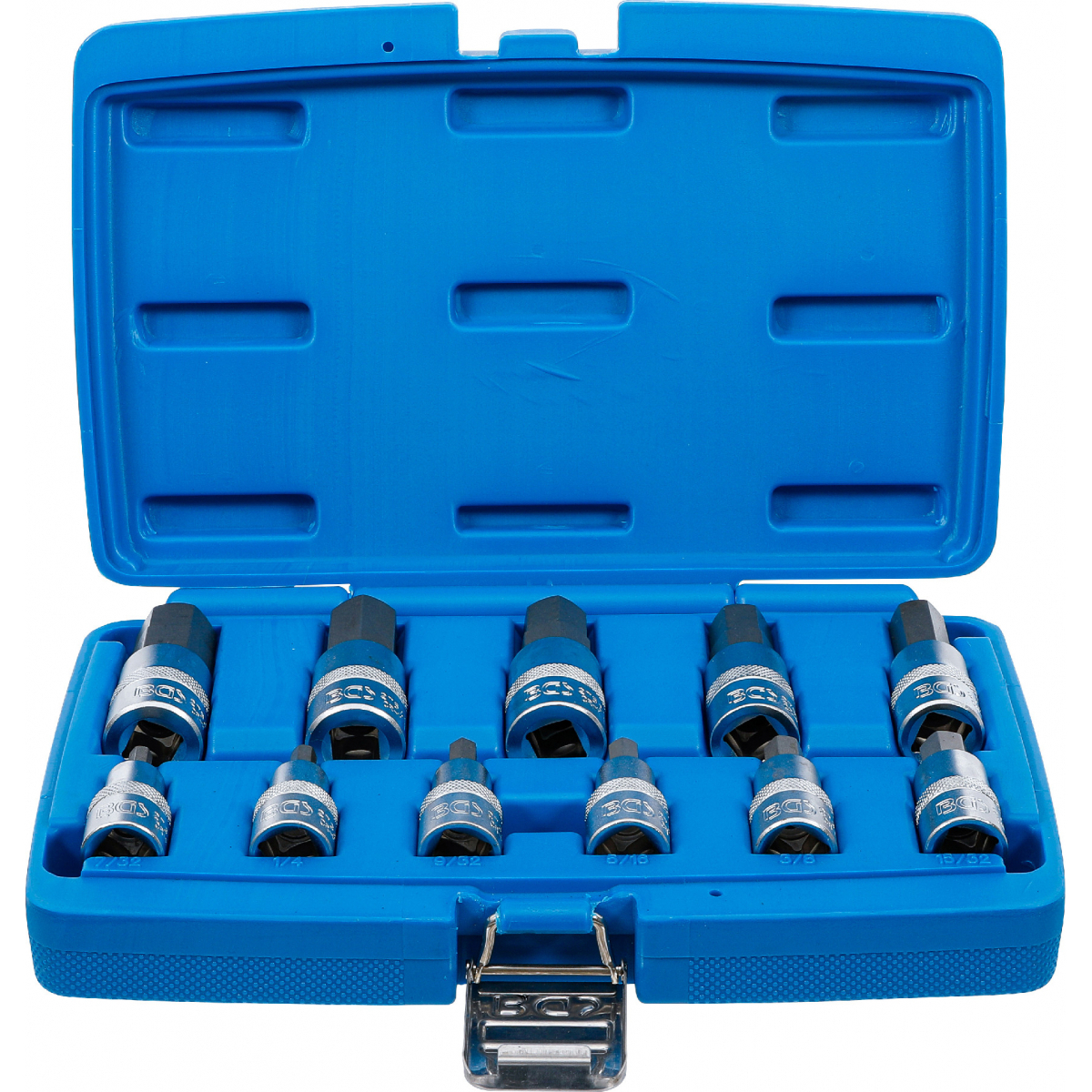 Aljzatfejek készlete | 12,5 mm (1/2") | Hatlap 7/32" - 13/16" | Hüvelykes méretek | 12 darab, BGS 5053