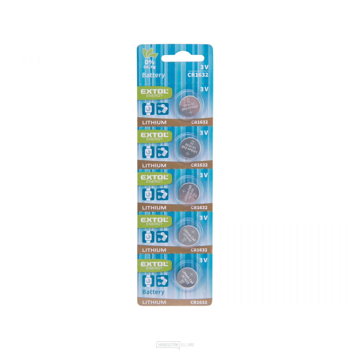 Lítium elem, 5 db, 3V (CR1632)