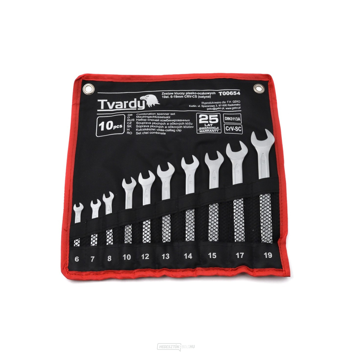 10 db-os kombinált villáskulcs készlet. 6-19 mm CRV-CS (szatén