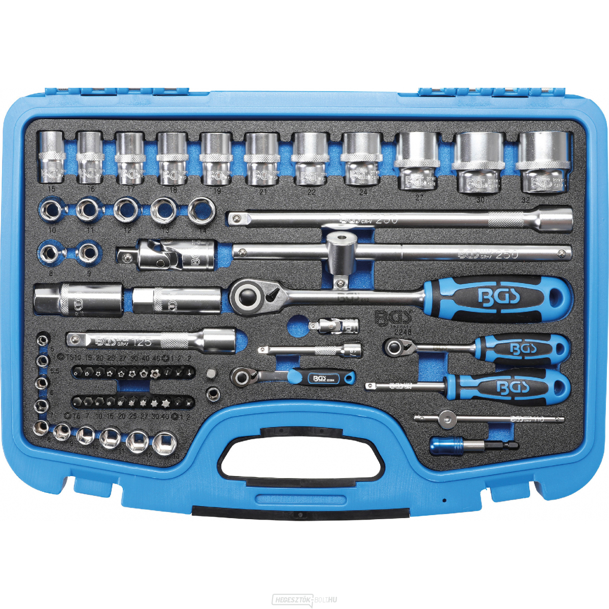 Gola készlet, hatszög | 6,3 mm (1/4")/12,5 mm (1/2") | 66 darabos, BGS 2248