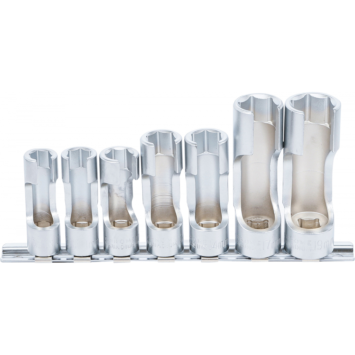 Speciális dugófejek készlete, hornyolt | 10 mm (3/8") | 10 - 19 mm | 7 részes, BGS 1105