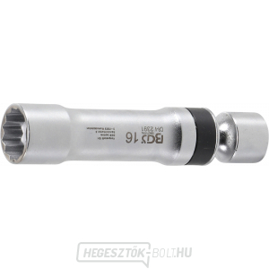 Csuklós foglalatfej gyújtógyertyákhoz, tizenkét oldalú rögzítőrugóval | belső négyzet 10 mm, BGS 2391 Csuklós foglalatfej gyújtógyertyákhoz, tizenkét oldalú rögzítőrugóval | belső négyzet 10 mm, BGS 2391 gallery main image