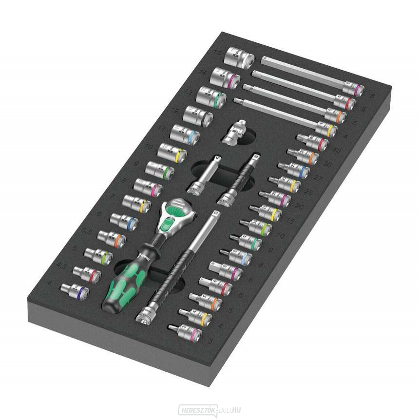 Wera 150110 Zyklop racsnis készlet 1/4" 8000 A típusú 9720 habbetétben 1. szett (37 darabos készlet)