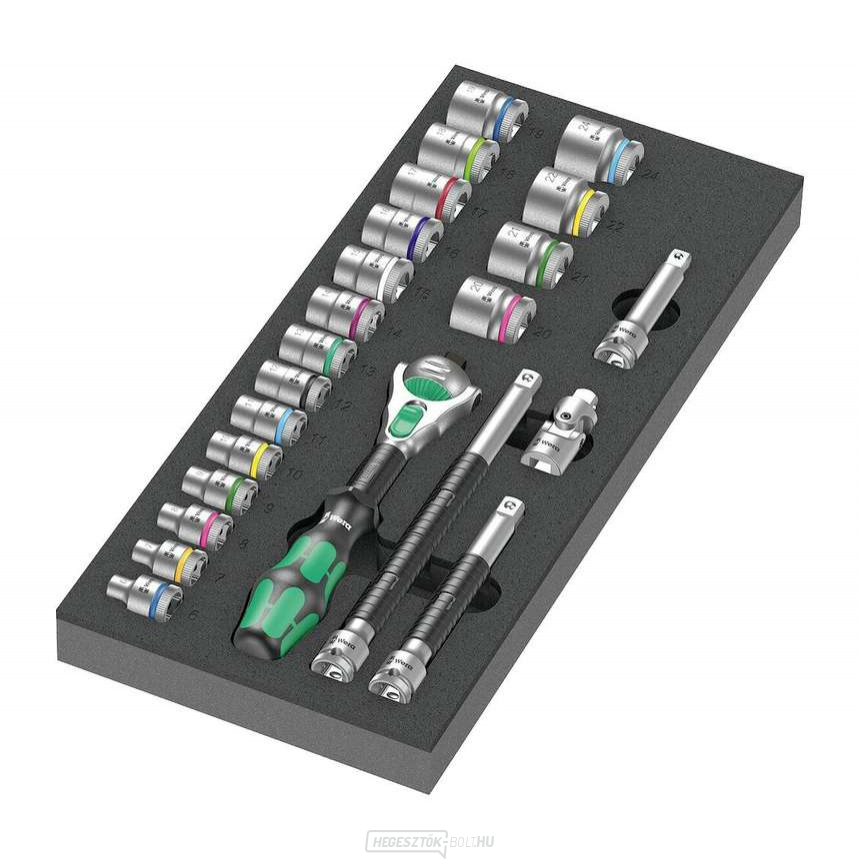 Wera 150111 Zyklop 3/8" 8000 B típus 9721 habbetétes racsnis készlet 1. szett (23 darabos készlet)