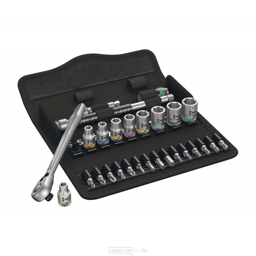 Wera 004018 racsnis készlet 1/4" 8100 SA 8 Zyklop fém, kapcsolható (28 részes készlet)