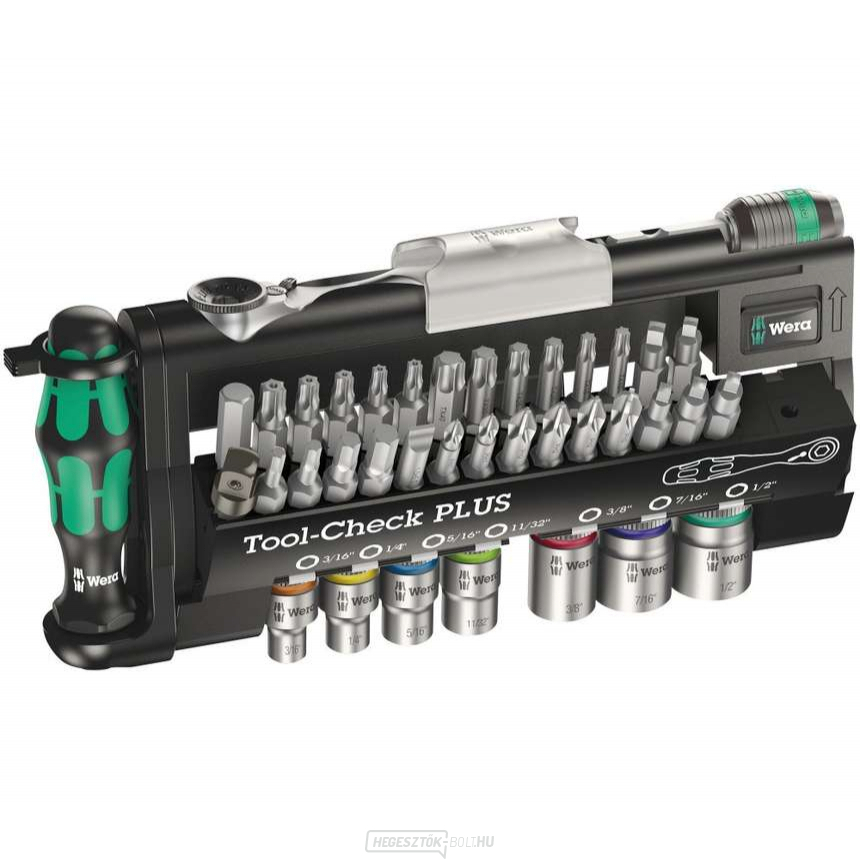Wera 056491 1/4" Zyklop Tool-Check PLUS Imperial Bits, foglalatok és racsni 889/4/1 K tartóval (40 darabos készlet)