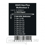Wera 133165 Inbus dugókulcsok 950/9 Hex-Plus Multicolour 3, BlackLaser (9 darabos készlet) Előnézet 