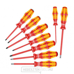 Wera 133355 Villanyszerelő csavarhúzók Kraftform Plus VDE 100-as sorozat 160 i/162 i/167 i/9 típus (9 részes készlet) Wera 133355 Villanyszerelő csavarhúzók Kraftform Plus VDE 100-as sorozat 160 i/162 i/167 i/9 típus (9 részes készlet) gallery main image