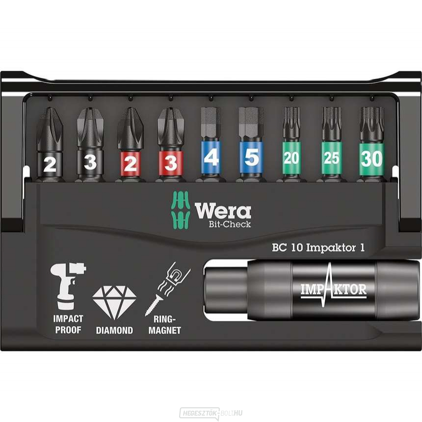 Wera 057680 Bit-Check 10 Impaktor 1, 897/4 Impaktor R tartóval (10 darabos készlet)