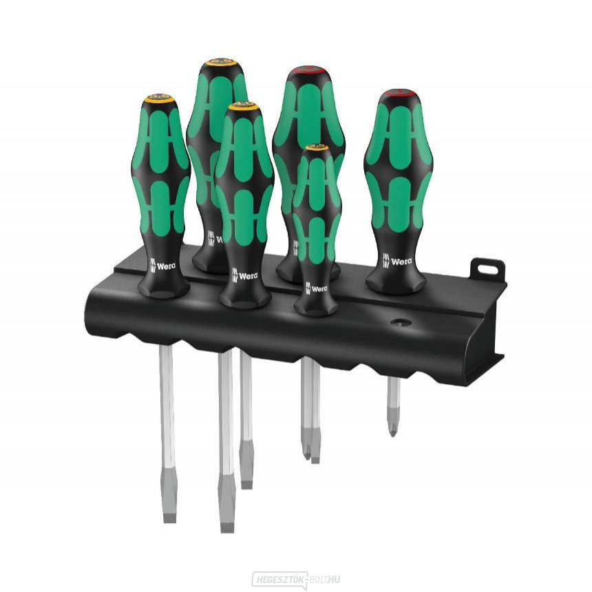 Wera 007680 Kraftform Plus Lasertip csavarhúzók 334 SK/6 típus (6 darabos készlet + állvány)