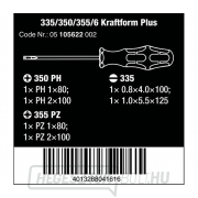 Wera 105622 Kraftform Plus Lasertip 300-as sorozatú csavarhúzók 335/350/355/6 típus (6 darabos készlet + állvány) + ajándék Wera palacknyitó Előnézet 