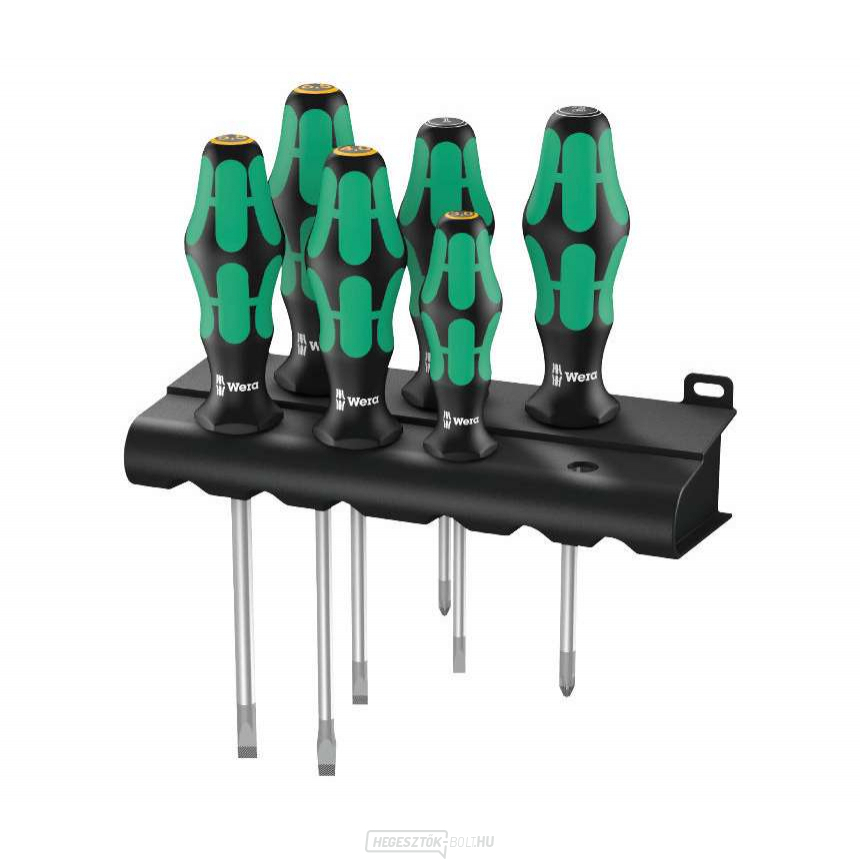 Wera 105656 Kraftform Plus Lasertip 334/355/6 állványos csavarhúzó (6 darabos készlet és állvány)
