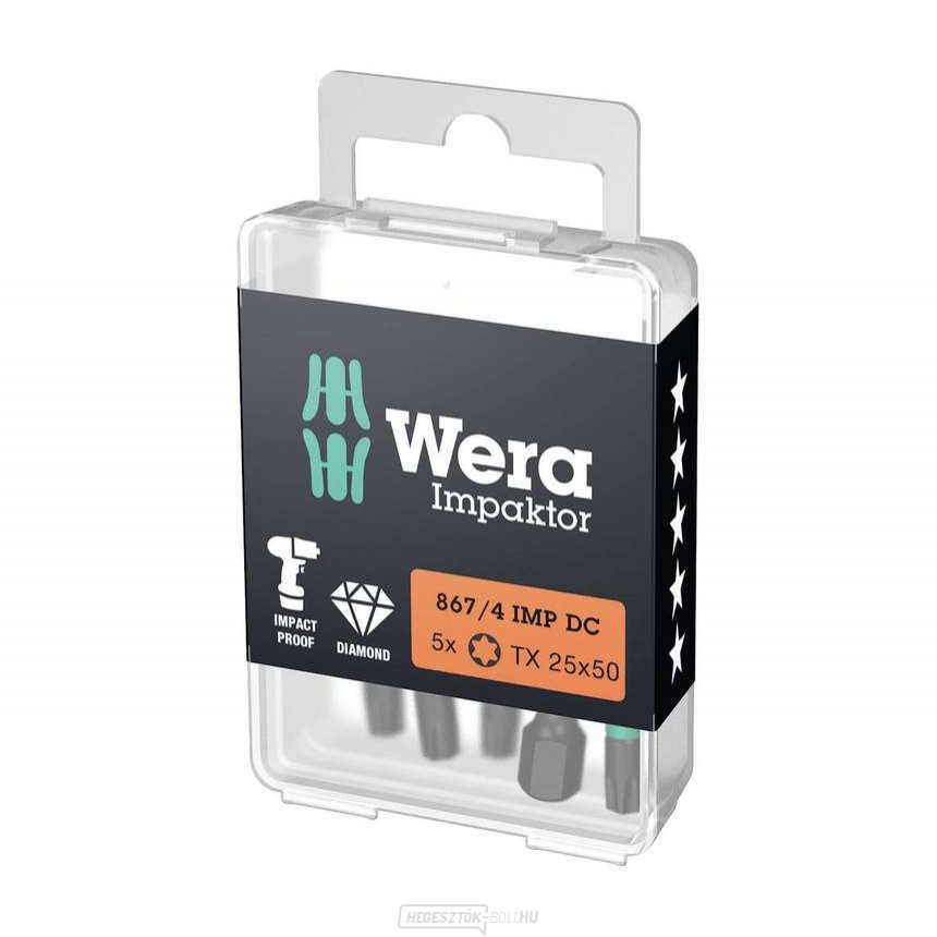 Wera 057665 Bit 1/4" Torx TX 25x50 típus 867/4 IMP DC Impaktor, 5 darabos készlet Wera 057665 Bit 1/4" Torx TX 25x50 típus 867/4 IMP DC Impaktor, 5 darabos készlet gallery main image