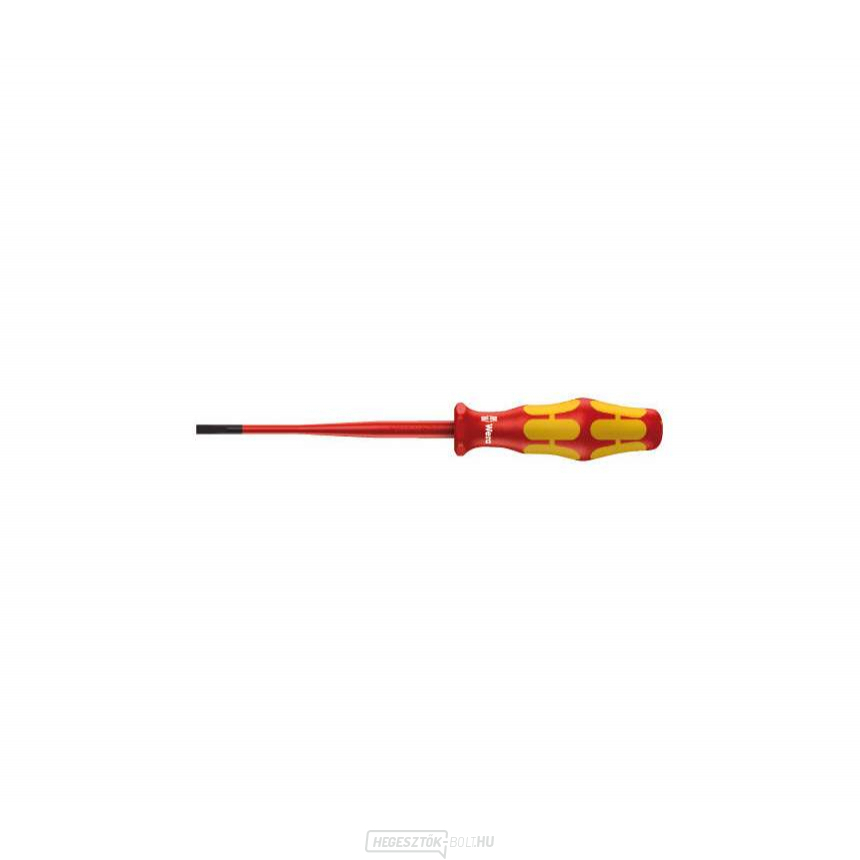 Wera 020129 Villanyszerelő csavarhúzó Kraftform Plus 0,8x4,0x100 mm 160 iSS VDE szigetelt típus, csökkentett pengéjű és markolatátmérőjű csavarhúzóval