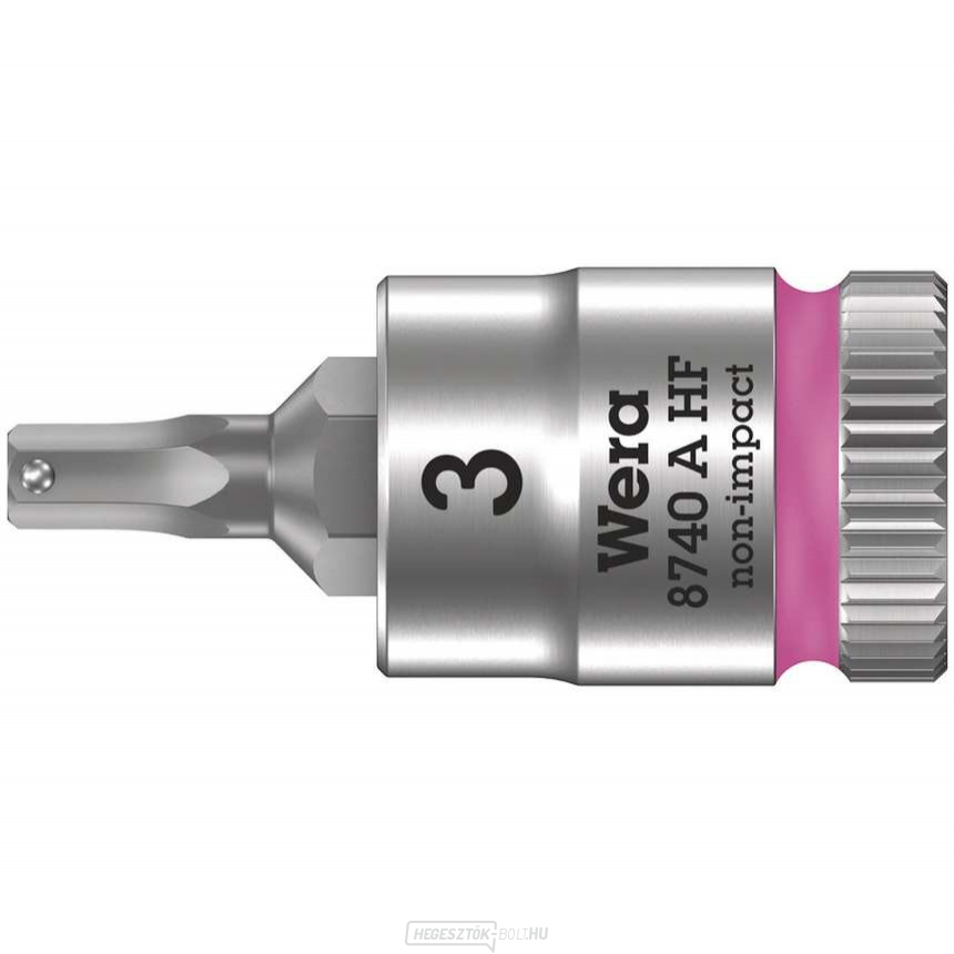 Wera 003332 Zyklop 1/4" 6 oldalú, 3 mm-es, 8740 A HF típusú, 6 mm-es bitbetétes dugókulcs 8740 A HF tartási funkcióval