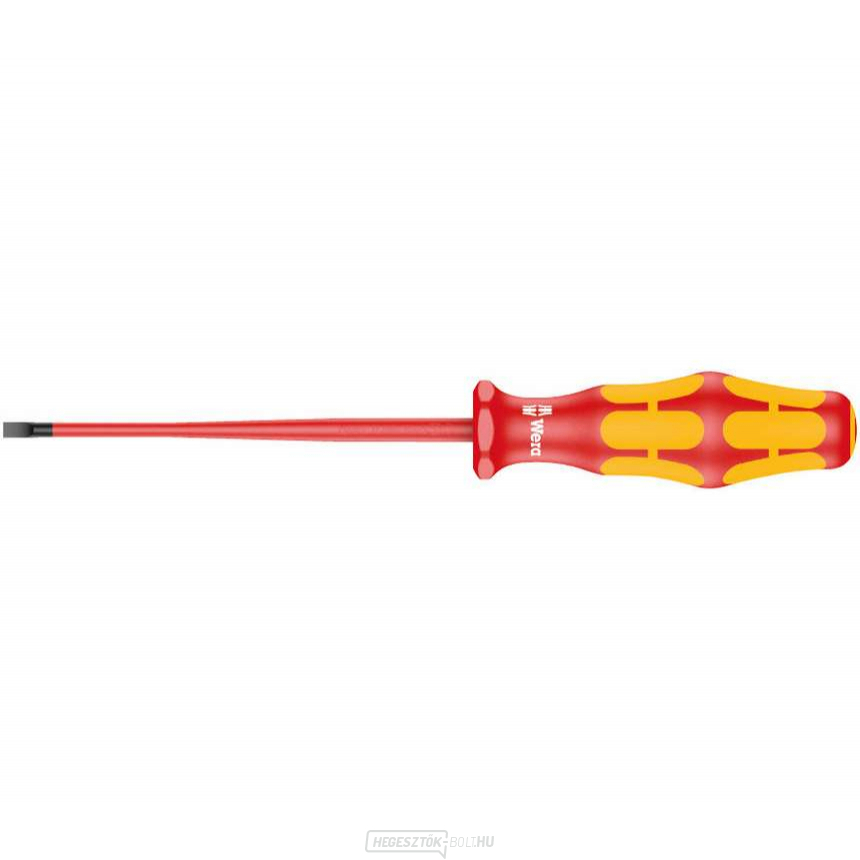 Wera 006440 Villanyszerelő csavarhúzó Kraftform Plus 0,6x3,5x100 mm 160 iS típus VDE szigeteléssel, csökkentett pengedarab átmérővel Wera 006440 Villanyszerelő csavarhúzó Kraftform Plus 0,6x3,5x100 mm 160 iS típus VDE szigeteléssel, csökkentett pengedarab átmérővel gallery main image