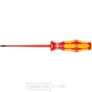Wera 006440 Villanyszerelő csavarhúzó Kraftform Plus 0,6x3,5x100 mm 160 iS típus VDE szigeteléssel, csökkentett pengedarab átmérővel Wera 006440 Villanyszerelő csavarhúzó Kraftform Plus 0,6x3,5x100 mm 160 iS típus VDE szigeteléssel, csökkentett pengedarab átmérővel gallery main image