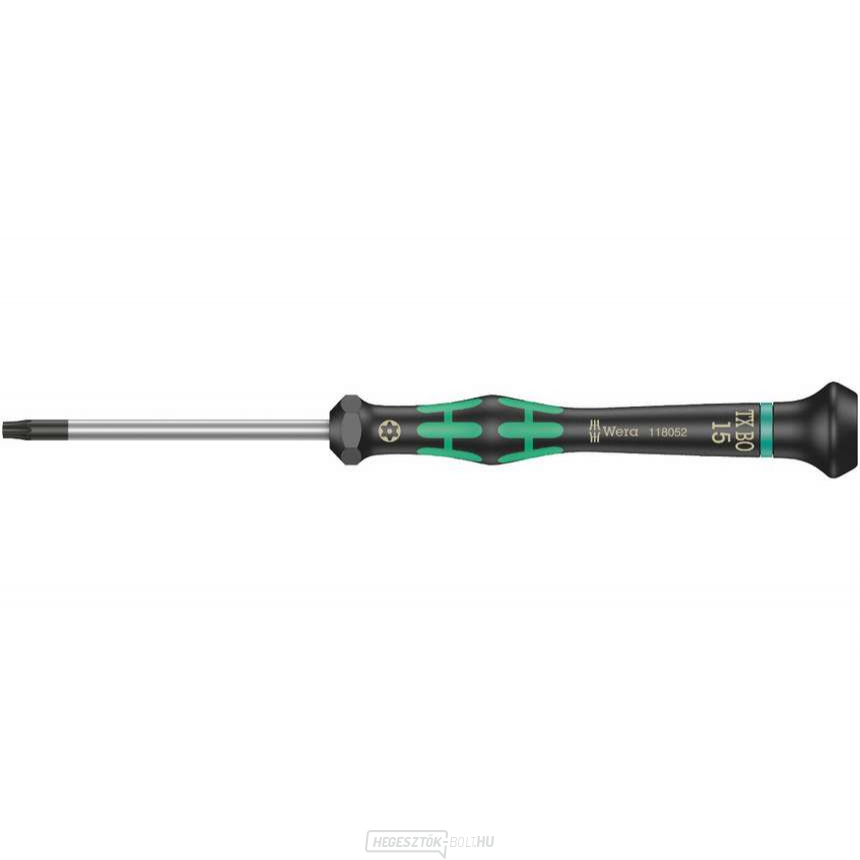 Wera 118052 TORX csavarhúzó TX 15 BOx60 mm, elektronikában való használatra Kraftform Micro 2067 típus, biztosítótűvel