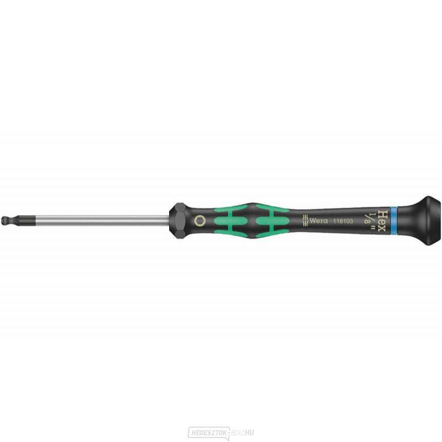 Wera 118103 Hatszögletű csavarhúzó 1/8 "x60 mm gömbfejjel elektronikai felhasználásra Kraftform Micro 2052-es típus, inch Wera 118103 Hatszögletű csavarhúzó 1/8 "x60 mm gömbfejjel elektronikai felhasználásra Kraftform Micro 2052-es típus, inch gallery main image