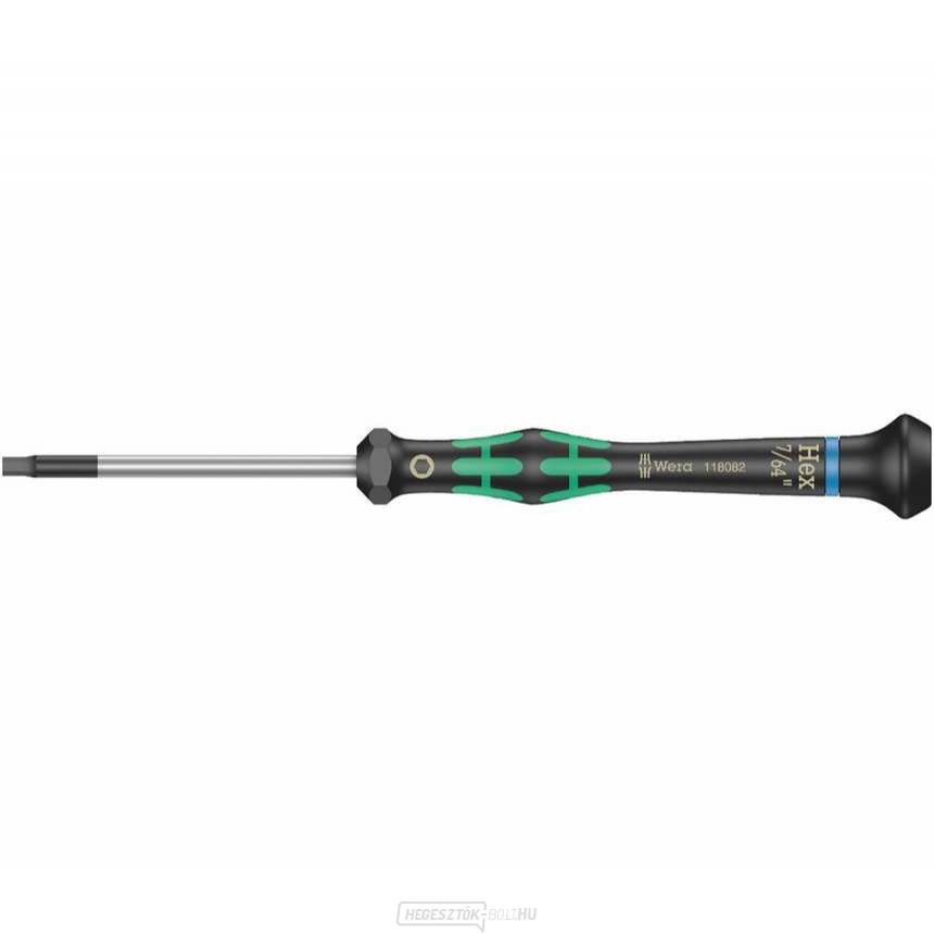 Wera 118106 7/64 "x60 mm-es hatszögletű csavarhúzó gömbfejjel elektronikai felhasználásra Kraftform Micro 2052-es típus, inch