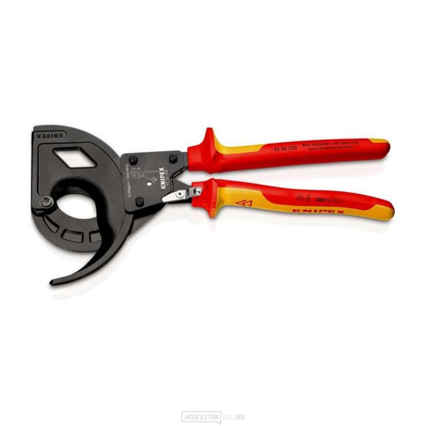 Kábelolló 320 mm Knipex 95 36 320 - racsni szarvval. VDE