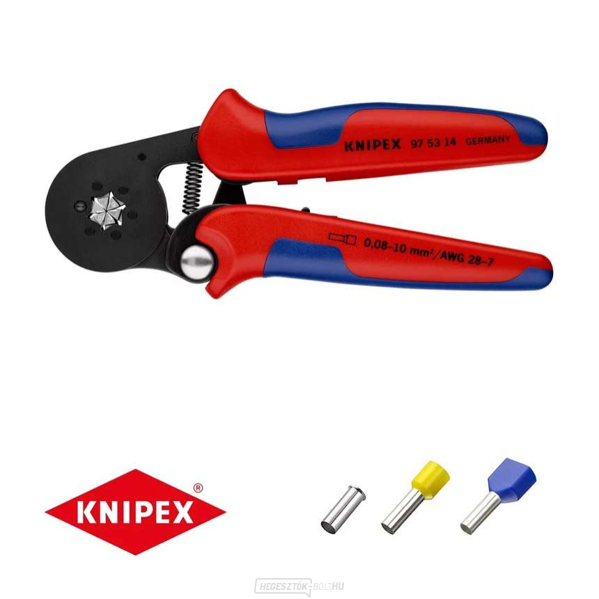 Önbeálló fogó 180 mm KNIPEX 97 53 14 - kábelsarkok krimpeléséhez. Krómozott, műanyag hüvelyek
