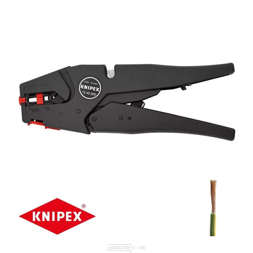Önbeálló fogó 200 mm-es lecsupaszításhoz. KNIPEX 12 40 200