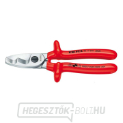 Kábelolló 200 mm - 1000V. KNIPEX 95 17 200 - Krómozott, VDE - szigetelés fürdőbe merítéssel. Előnézet 