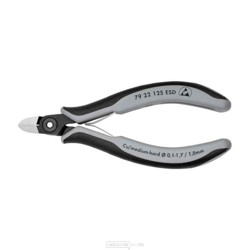 Precíziós oldalvágók elektronikához 125 mm KNIPEX 79 22 125 ESD - polírozott fej, többkomponensű hüvelyek