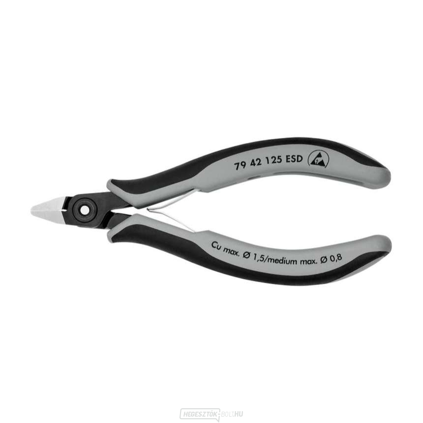 Precíziós oldalvágók elektronikához 125 mm KNIPEX 79 42 125 ESD - polírozott fej, többkomponensű hüvelyek Precíziós oldalvágók elektronikához 125 mm KNIPEX 79 42 125 ESD - polírozott fej, többkomponensű hüvelyek gallery main image