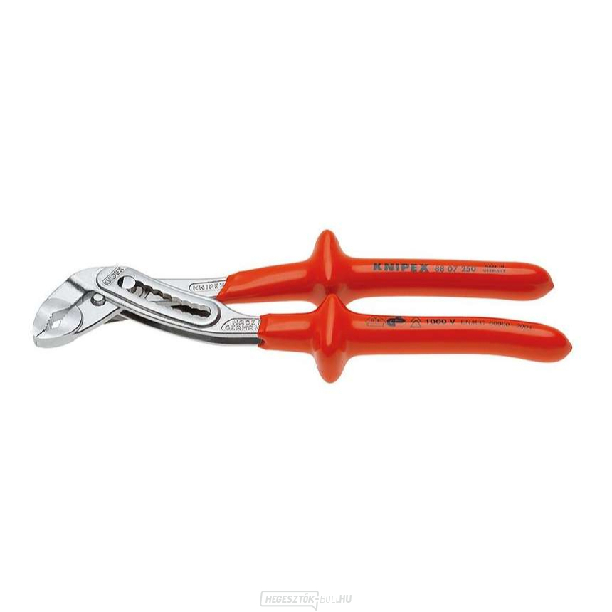 Alligátor vízvezeték fogó 300 mm - 1000V. KNIPEX 88 07 300 - krómozott, VDE szigetelés merítéssel.