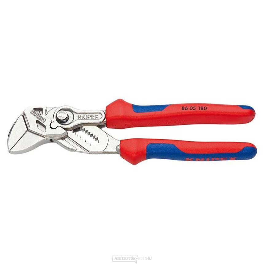 Fogó, fogókulcs 180 mm, Knipex 86 05 180 - krómozott, többkomponensű hüvelyek