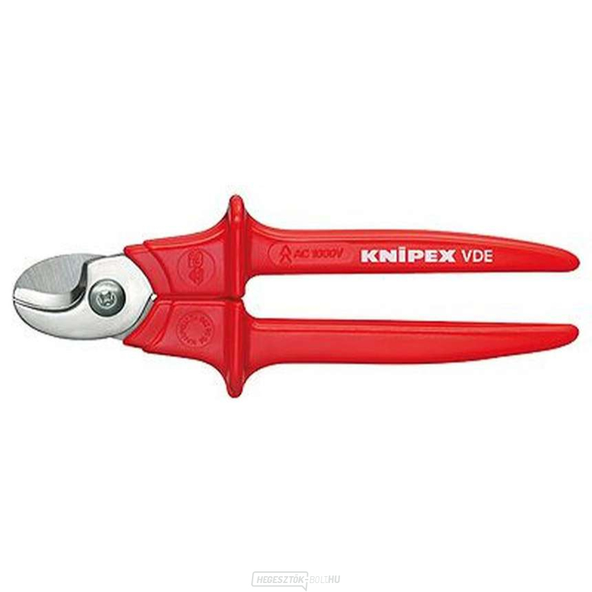 Kábelolló 260 mm KNIPEX 95 06 260 - 1000V. Krómozott, többkomponensű VDE hüvelyek