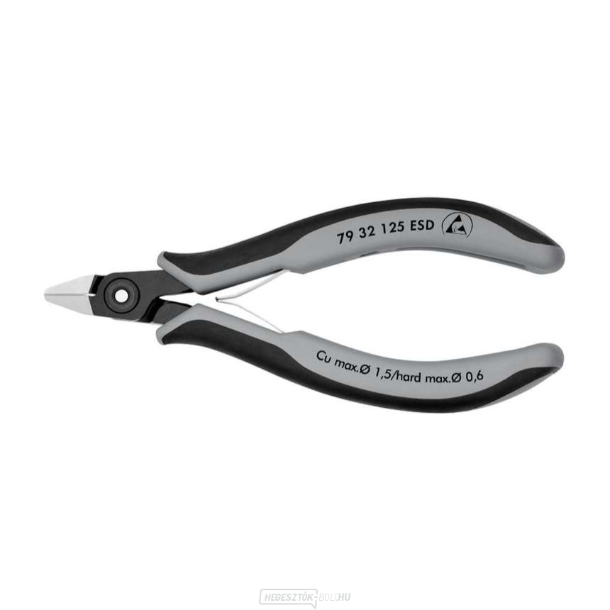 Precíziós oldalvágók elektronikához 125 mm KNIPEX 79 32 125 ESD - csiszolt fej, többkomponensű hüvelyek