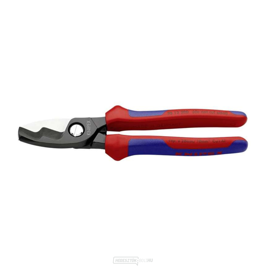 Kábelolló 200 mm KNIPEX 95 12 200 - csiszolt fej, többkomponensű hüvelyek