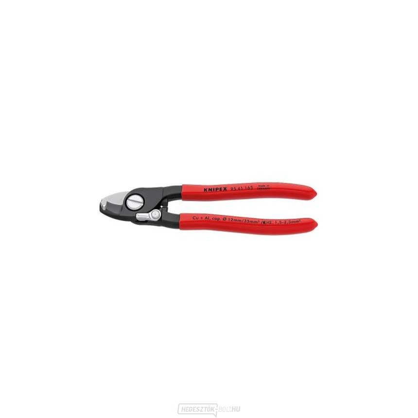 Kábelolló 165 mm KNIPEX 95 41 165 - edzett fogó, műanyag hüvelyes lecsupaszítóval Kábelolló 165 mm KNIPEX 95 41 165 - edzett fogó, műanyag hüvelyes lecsupaszítóval gallery main image