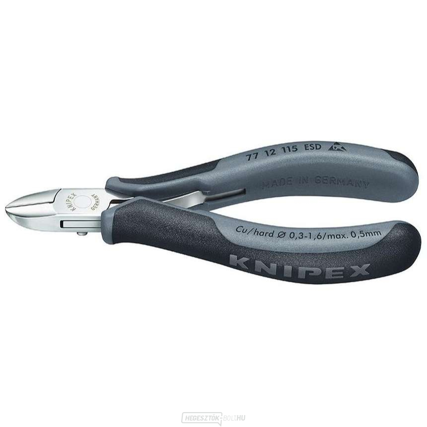 Elektronikai oldalvágó 115 mm KNIPEX 77 12 115 ESD - polírozott fej, többkomponensű hüvelyek