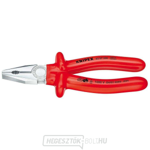 Kombinált fogó 250 mm - 1000V. KNIPEX 03 07 250 - krómozott, VDE - szigetelés fürdőbe merítéssel. Kombinált fogó 250 mm - 1000V. KNIPEX 03 07 250 - krómozott, VDE - szigetelés fürdőbe merítéssel. gallery main image