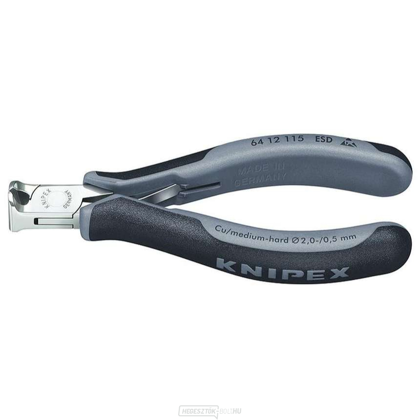 Elektronikai vágó 115 mm KNIPEX 64 12 115 ESD - polírozott fej, többkomponensű hüvelyek