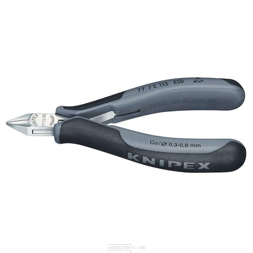 Elektronikai oldalvágó 115 mm KNIPEX 77 72 115 ESD - polírozott fej, többkomponensű hüvelyek