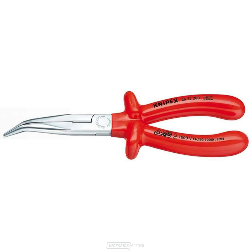 Félköríves fogó pengékkel (csőrös) 200 mm KNIPEX 26 27 200 - 1000V. Krómozott, VDE szigeteléssel Félköríves fogó pengékkel (csőrös) 200 mm KNIPEX 26 27 200 - 1000V. Krómozott, VDE szigeteléssel gallery main image