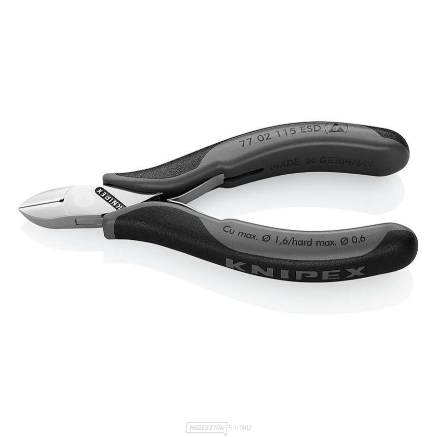 Elektronikai oldalvágó 115 mm KNIPEX 77 02 115 ESD - polírozott fej, többkomponensű hüvelyek