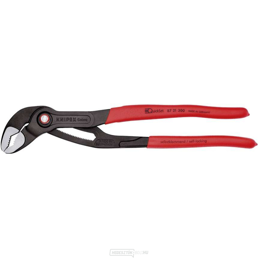 KNIPEX Cobra® QuickSet fogó 87 21 300, 300 mm - polírozott fej, csúszásmentes fogantyú, fekete színű